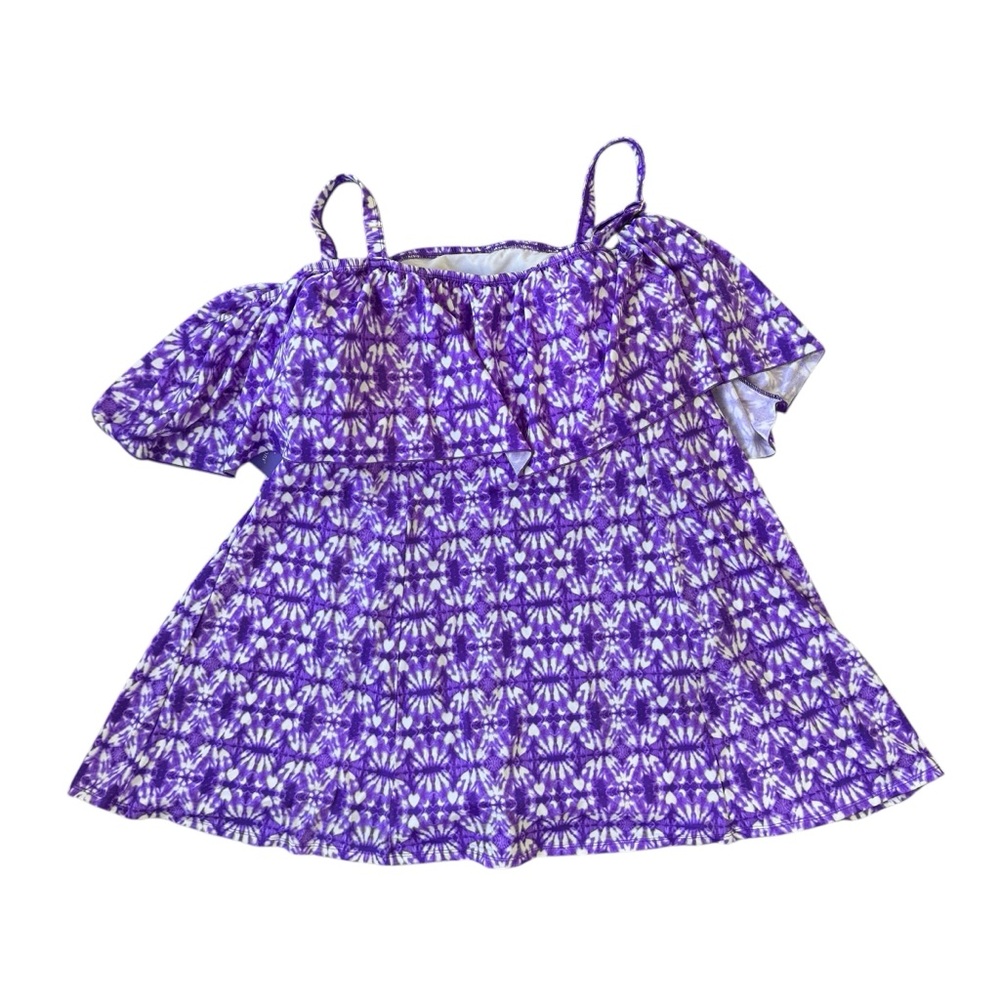 fit 4 ur D's & E's swim dress suit plus tie dye purple one piece swimsuit - Picture 2 of 8